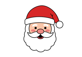 Santa Claus Face with Red Hat and White Beard.