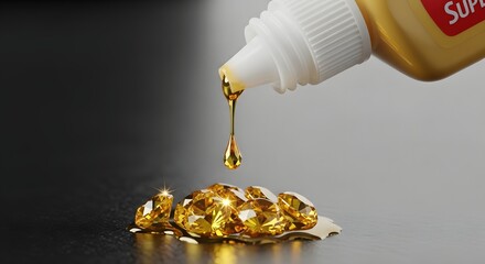 Golden Liquid Pouring Over Sparkling Yellow Diamonds