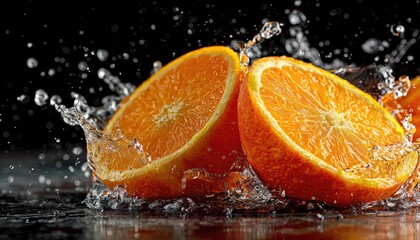 Orange slices in water splashes (9)