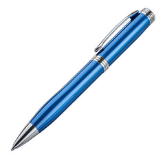 Blue ballpoint pen isolated on transparent background