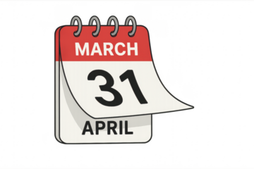 Calendar showing march 31 turning to april