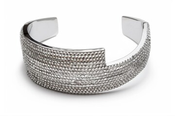 Glamorous Silver Cuff Bracelet Sparkle Fashion Jewelry Open Bangle Crystal on transparent background