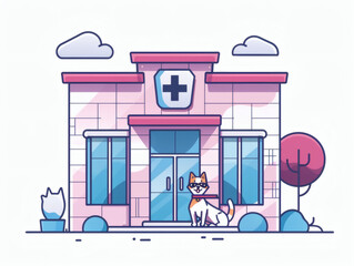 Veterinary clinic exterior illustration, AI generated