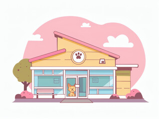 Veterinary clinic exterior illustration, AI generated
