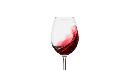 Red wine swirling in a glass isolated on transparent background
