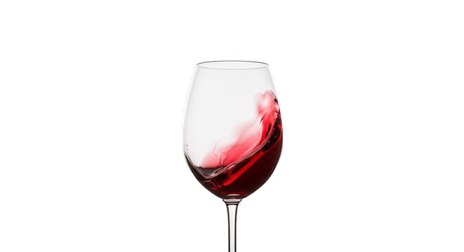 Red wine swirling in a glass isolated on transparent background