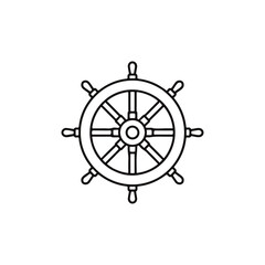 Nautical Navigation A Clean Line Art Illustration of a Ship's Wheel for Nautical Design