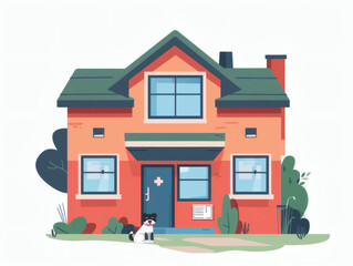 Veterinary clinic exterior illustration, AI generated