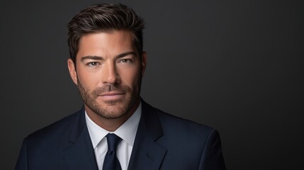 staff. Confident business professional in formal attire, exuding professionalism and approachability in a neutral setting. pitch deck slides.