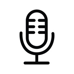 Vintage Microphone Icon: A minimalist depiction of a classic microphone, perfect for conveying themes of communication, recording, and broadcast. 