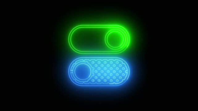 Neon toggle switches glowing against a black background