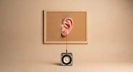 Listening Ear Connected to Speaker, Conceptual Art