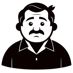 Middle aged worker expressions black silhouette vector design on white background