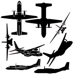 Medium tactical transport aircraft vector set 
