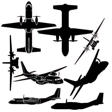 Medium tactical transport aircraft vector set 