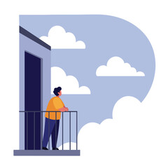 Person on balcony looking at clouds