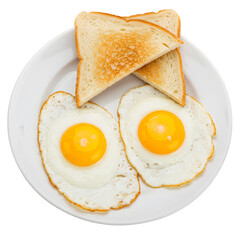 Fototapeta premium Fried eggs and toast isolated on transparent background