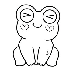 Black line art of happy frog 