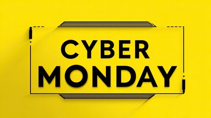 Bright yellow Cyber Monday banner with bold typography shopping sale discount promotion retail marketing advertisement isolated on white background

