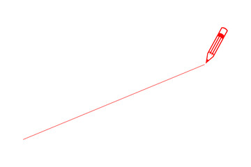 右肩上がりの線グラフ - 右肩上がりの線グラフと赤色のペンで、売り上げ急増の線グラフのイメージ
