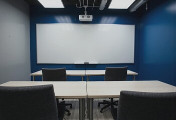 Modern banking training room equipped with educational materials and seating