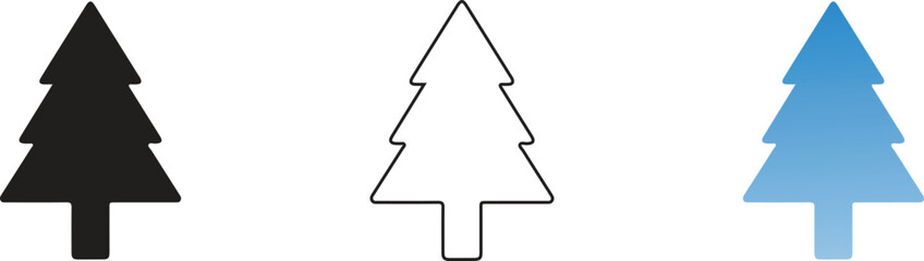 Obraz premium Three stylized Christmas tree icons in different styles