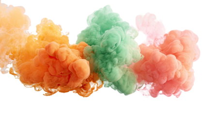 Abstract swirls of pastel-colored inks in water