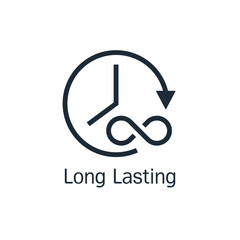 Long period of time. Long lasting. Vector linear icon illustration isolated on white background.