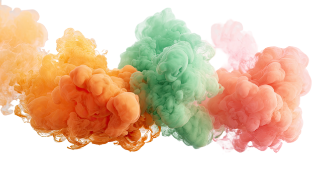 Abstract swirls of pastel-colored inks in water