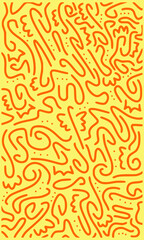 marker drawn bold doodle lines and dots pattern. Abstract modern geometric curved ornament background.