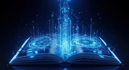 Digital Knowledge Emanating from an Open Book: Futuristic Data Stream and AI Concepts