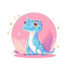 Fototapeta premium Cute Blue Gecko Cartoon Whimsical Reptile Character Illustration