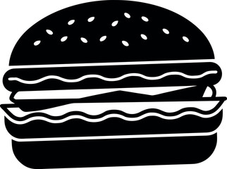 Burger silhouette vector, Fast food clip art, Cheeseburger illustration icon design