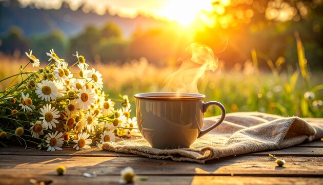 해질녘 캐모마일 차 한 잔의 여유 A Cup of Chamomile Tea at Sunset
