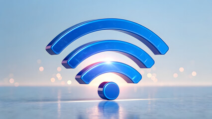 Title: Blue wireless wifi signal symbol digital illustration
