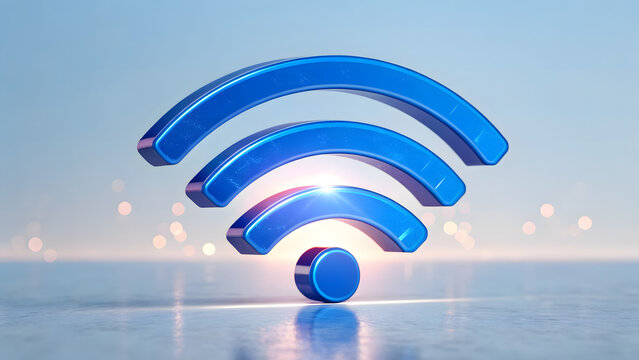 Title: Blue wireless wifi signal symbol digital illustration
