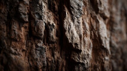 Detailed close up of rough natural tree bark texture with earthy tones