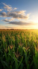 Golden Sunset Cornfield Landscape.