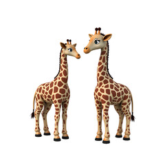 Two cartoon giraffes standing together on a transparent background  