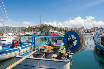 Fishing boats in harbour, Agropoli, Campania, Italy