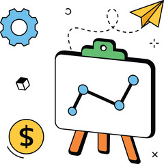 Presentation Board with Graph – Financial Growth and Business Analytics Illustration