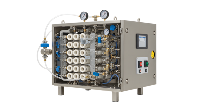 Industrial Reverse Osmosis Water Filtration System with Gauges and Digital Display