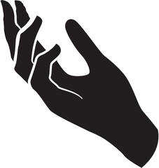Silhouette Of A Human Hand Reaching Out Isolated Against A Black Background