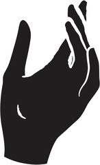 Silhouette Of Hand Reaching Upwards With Black Color Against Transparent Background