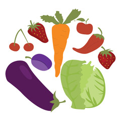 A bunch of vegetables and fruits
