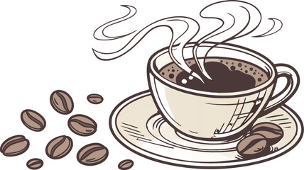 Modern Coffee Shop Logo Design with Cup and Beans