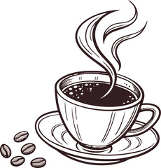 Modern Coffee Shop Logo Design with Cup and Beans