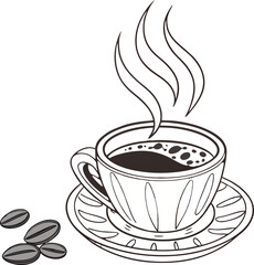 Modern Coffee Shop Logo Design with Cup and Beans