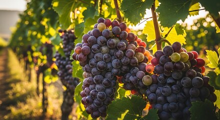 Fototapeta premium Close Up Grapes Vineyard Autumn Harvest.