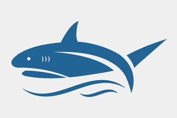 Simple Shark and marine life vector illustration. 